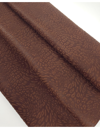 Cambridge Brown Leopard Embossed Texture Bovine Leather