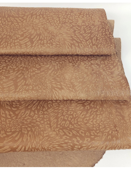 Doe Leopard Embossed Texture Bovine Leather