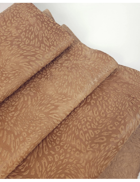 Doe Leopard Embossed Texture Bovine Leather