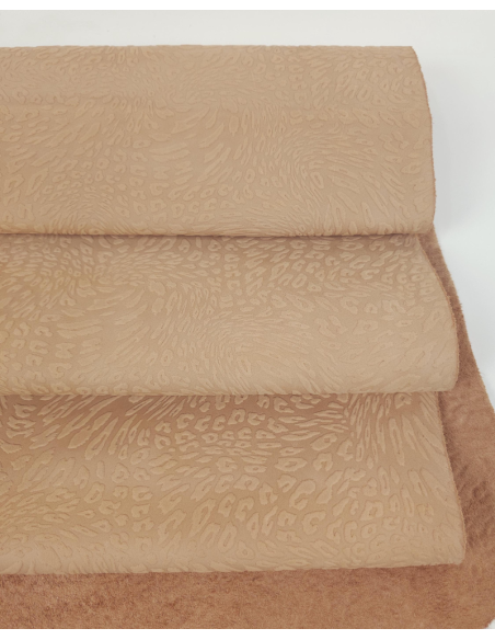 Toasted Almond Leopard Embossed Texture Leather
