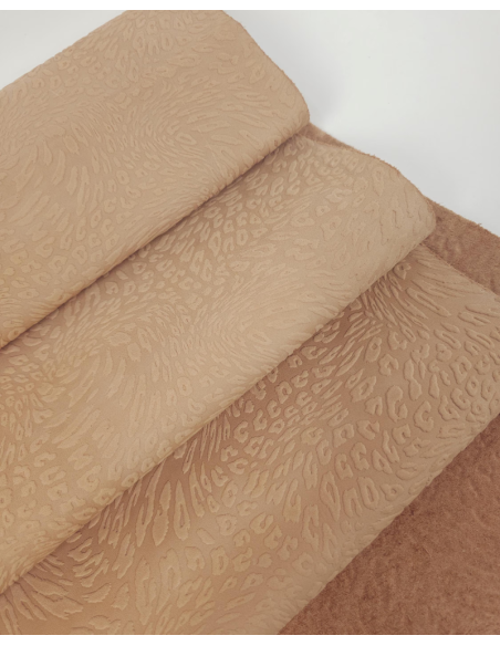 Toasted Almond Leopard Embossed Texture Leather