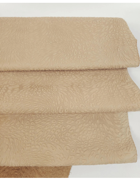 Mellow Buff Leopard Embossed Texture Leather