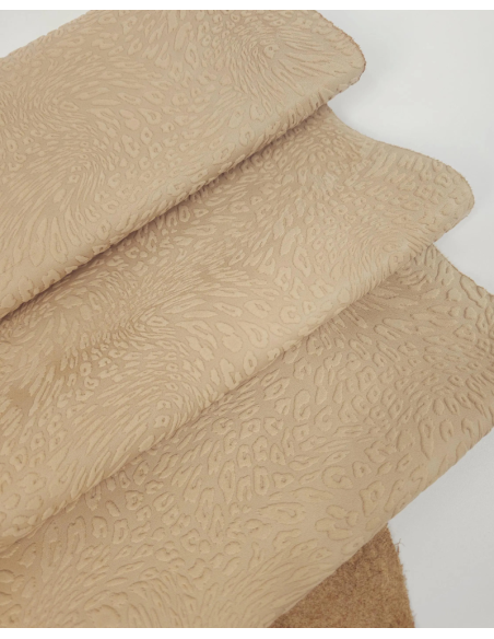 Mellow Buff Leopard Embossed Texture Leather
