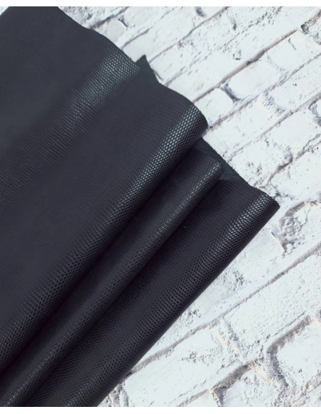 Jet Black Soft Lizzard Embossed Bovine Leather