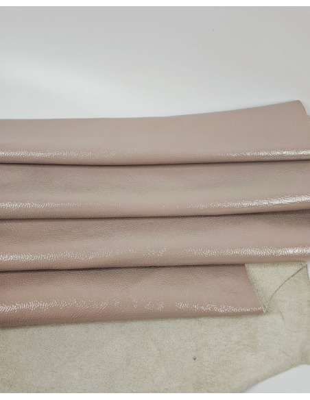 Mushroom Soft Milled Premium Patent Varnished Leather