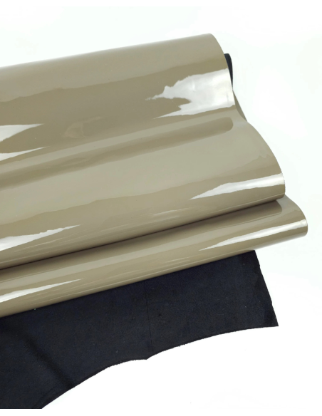 Warm Grey Soft Premium Patent Varnished Leather