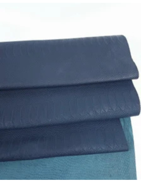 Orion Blue Embossed Amazing Relief Snake Calf Leather 0Z 1904