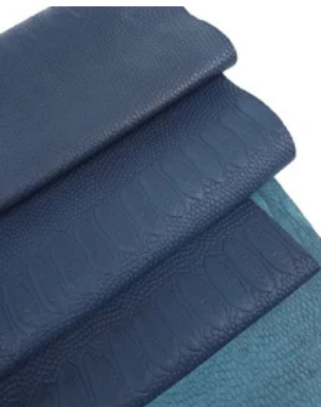 Orion Blue Embossed Amazing Relief Snake Calf Leather 0Z 1904