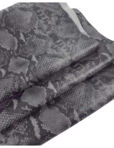 Gray and Black Snaktonics Crackled Snake Pattern Relief Bovine Leather