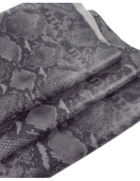 Gray and Black Snaktonics Crackled Snake Pattern Relief Bovine Leather