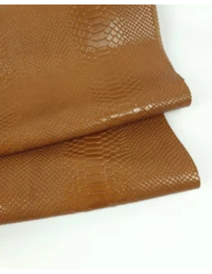 Golden Bronze Anaconda Shiny Patent Leather Embossed Amazing Snake Relief 0Z 1988 Leather