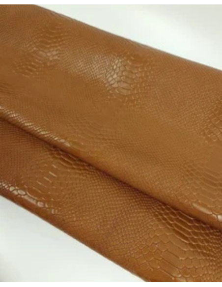 Golden Bronze Anaconda Shiny Patent Leather Embossed Amazing Snake Relief 0Z 1988 Leather