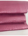 Pink Metallic Crocodile Alligator Calf Leather Embossed Texture Amazing Relief OZ 2018 V2