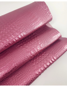 Pink Metallic Crocodile Alligator Calf Leather Embossed Texture Amazing Relief OZ 2018 V2