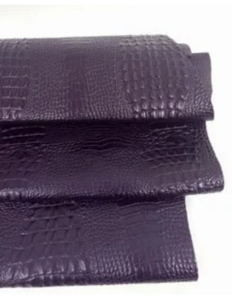 Mauve Metallic Crocodile Alligator Calf Leather Embossed Texture Amazing Relief OZ 2018 V2