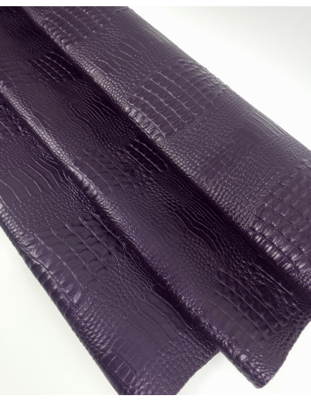 Mauve Metallic Crocodile Alligator Calf Leather Embossed Texture Amazing Relief OZ 2018 V2