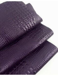 Mauve Metallic Crocodile Alligator Calf Leather Embossed Texture Amazing Relief OZ 2018 V2