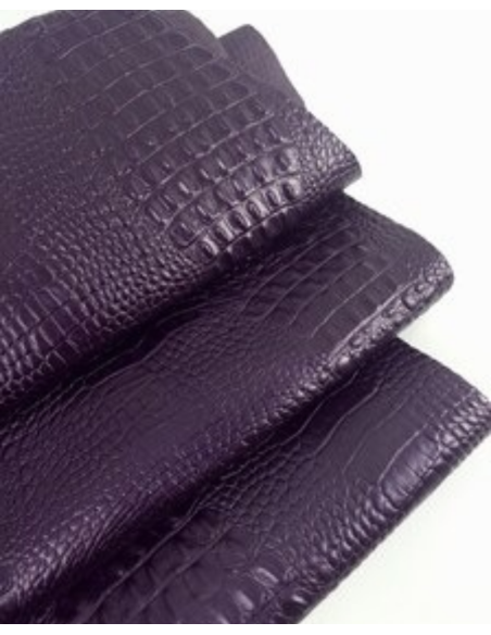 Mauve Metallic Crocodile Alligator Calf Leather Embossed Texture Amazing Relief OZ 2018 V2