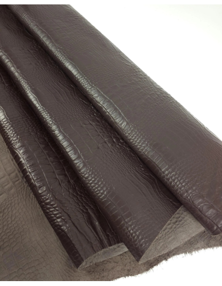 Coffee Quartz Crocodile Alligator Calf Leather Embossed Texture Amazing Relief OZ 2018 V2