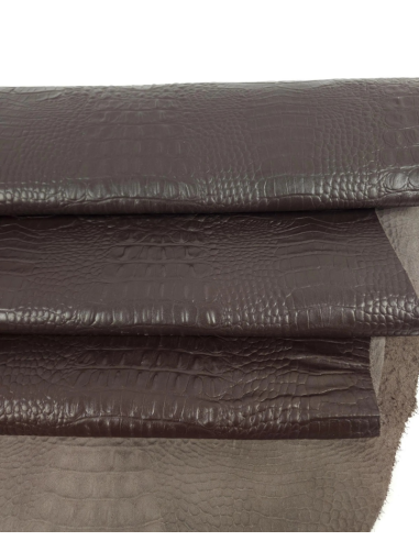 Coffee Quartz Crocodile Alligator Calf Leather Embossed Texture Amazing Relief OZ 2018 V2