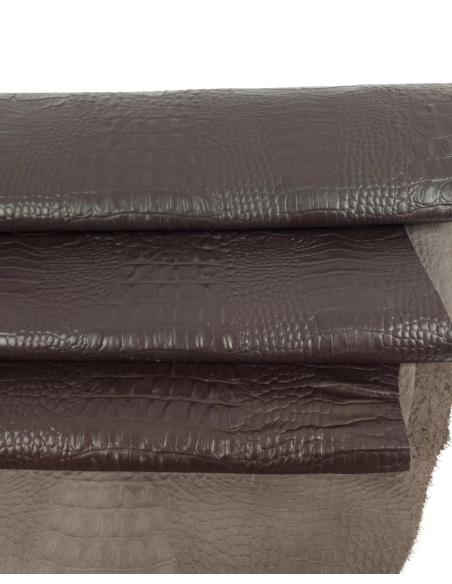 Coffee Quartz Crocodile Alligator Calf Leather Embossed Texture Amazing Relief OZ 2018 V2