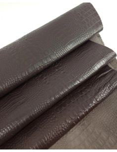 Coffee Quartz Crocodile Alligator Calf Leather Embossed Texture Amazing Relief OZ 2018 V2