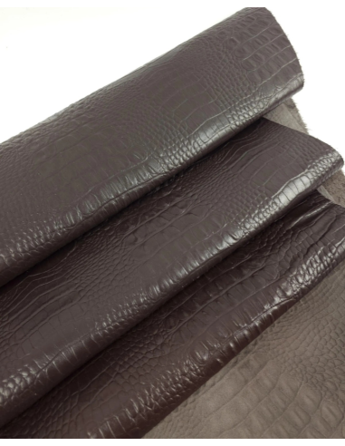 Coffee Quartz Crocodile Alligator Calf Leather Embossed Texture Amazing Relief OZ 2018 V2