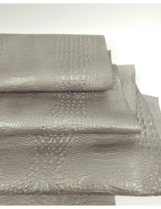 Gray Flannel Crocodile Alligator Calf Leather Embossed Texture Amazing Relief OZ 2018 V2 2