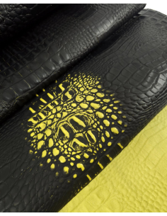 Black and Yellow Crocodile Alligator Calf Leather Embossed Texture Amazing Relief OZ 2018 V2
