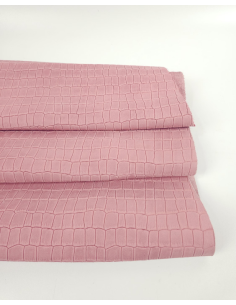 Pink Icing Crocodile Alligator Calf Leather Embossed Texture Amazing Relief LFC CROCK1 2