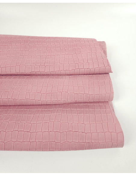 Pink Icing Crocodile Alligator Calf Leather Embossed Texture Amazing Relief LFC CROCK1