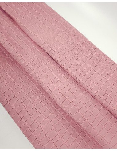 Pink Icing Crocodile Alligator Calf Leather Embossed Texture Amazing Relief LFC CROCK1
