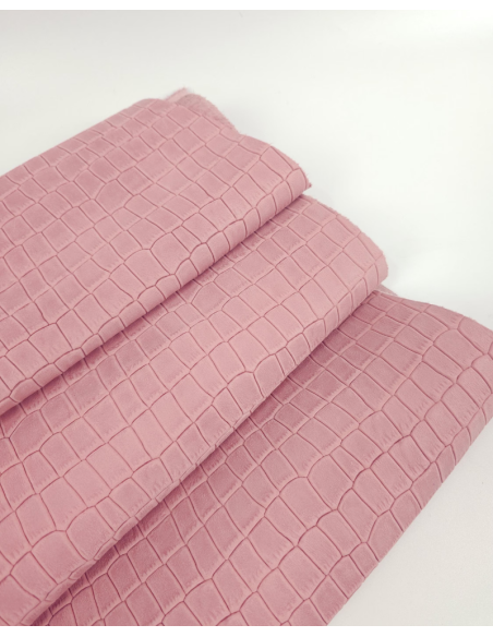 Pink Icing Crocodile Alligator Calf Leather Embossed Texture Amazing Relief LFC CROCK1