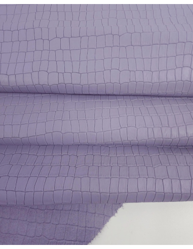 Lavender Aura Crocodile Alligator Calf Leather Embossed Texture Amazing Relief LFC CROCK1