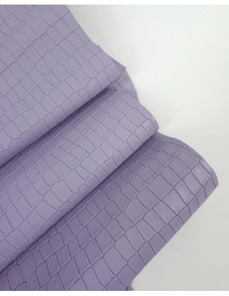 Lavender Aura Crocodile Alligator Calf Leather Embossed Texture Amazing Relief LFC CROCK1