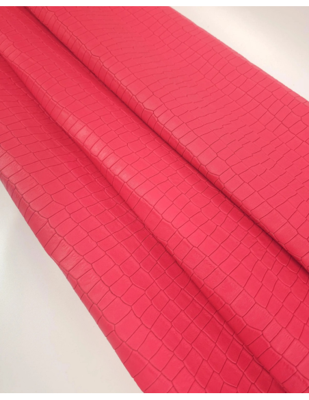 Paradise Pink Crocodile Alligator Calf Leather Embossed Texture Amazing Relief LFC CROCK1