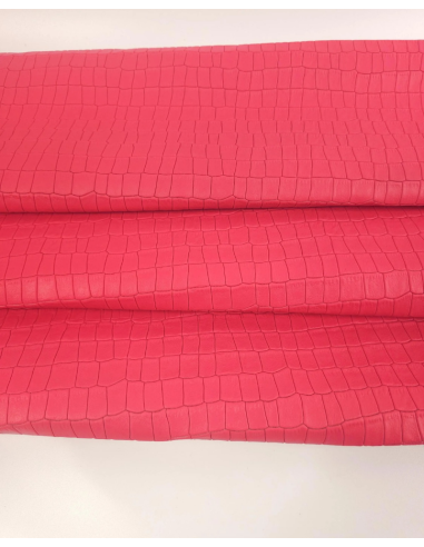 Paradise Pink Crocodile Alligator Calf Leather Embossed Texture Amazing Relief LFC CROCK1