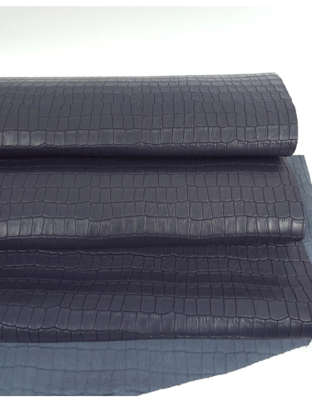 Vintage Indigo Crocodile Alligator Calf Leather Embossed Texture Amazing Relief LFC CROCK1
