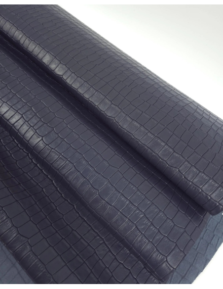 Vintage Indigo Crocodile Alligator Calf Leather Embossed Texture Amazing Relief LFC CROCK1