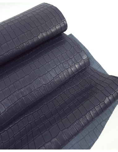 Vintage Indigo Crocodile Alligator Calf Leather Embossed Texture Amazing Relief LFC CROCK1