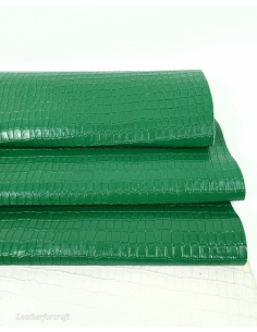 Ultramarine Green Patent Crocodile Alligator Leather Embossed Texture Amazing Relief Calfskin LFC CROCK1 2