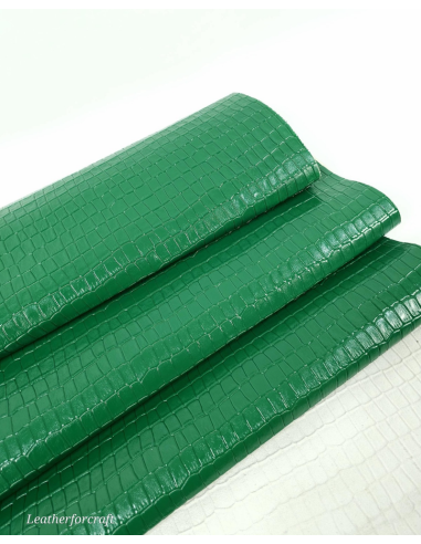 Ultramarine Green Patent Crocodile Alligator Leather Embossed Texture Amazing Relief Calfskin LFC CROCK1