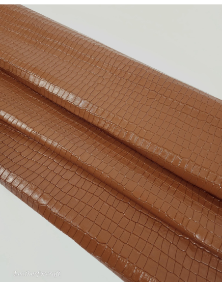 Argan Oil Patent Crocodile Alligator Leather Embossed Texture Amazing Relief Calfskin LFC CROCK1