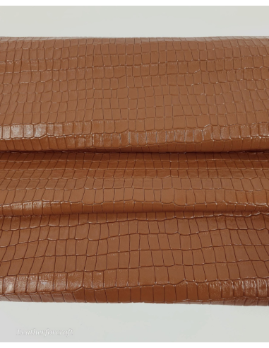 Argan Oil Patent Crocodile Alligator Leather Embossed Texture Amazing Relief Calfskin LFC CROCK1