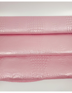 Candy Pink Crocodile Alligator Calf Leather Embossed Texture Amazing Relief OZ 2018 V2 2