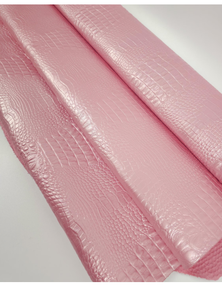 Candy Pink Crocodile Alligator Calf Leather Embossed Texture Amazing Relief OZ 2018 V2