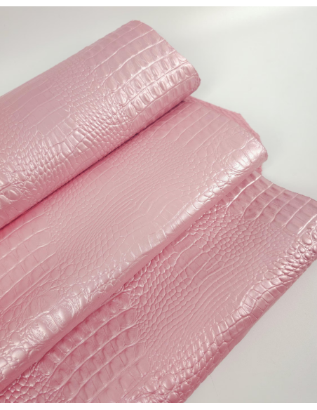 Candy Pink Crocodile Alligator Calf Leather Embossed Texture Amazing Relief OZ 2018 V2