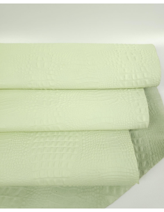 Lime Cream Crocodile Alligator Calf Leather Embossed Texture Amazing Relief OZ 2018 V2 2