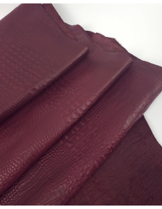 Burgundy Crust Crocodile Alligator Calf Leather Embossed Texture Amazing Relief OZ 2018 V2