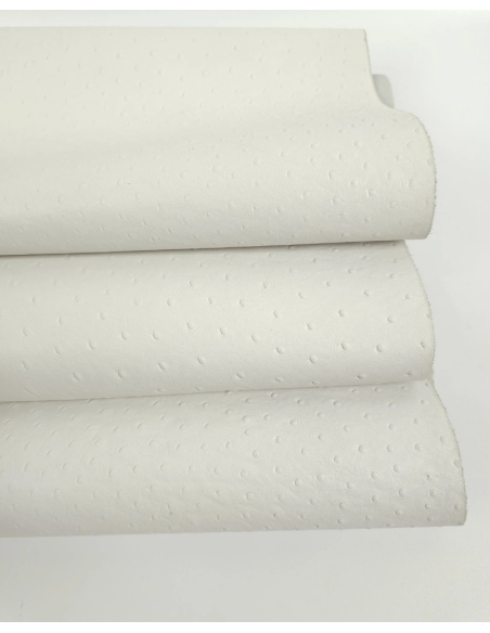 Star White Ostrich 2024 Embossed Texture Bovine Leather